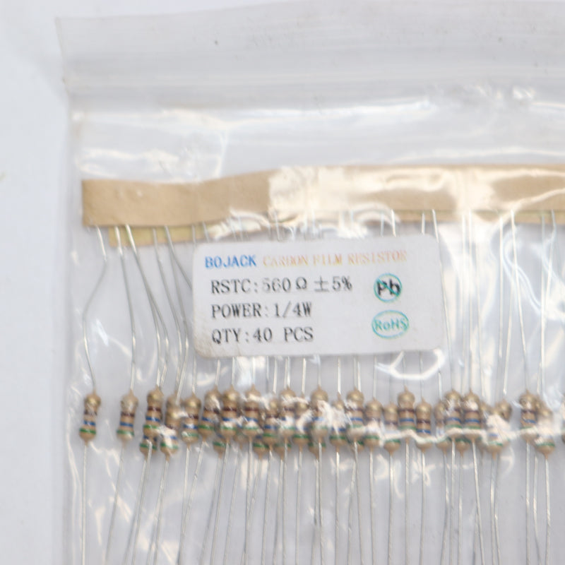 (40-Pk) Bojack Resistors 560 Ohm 1/4W 5%