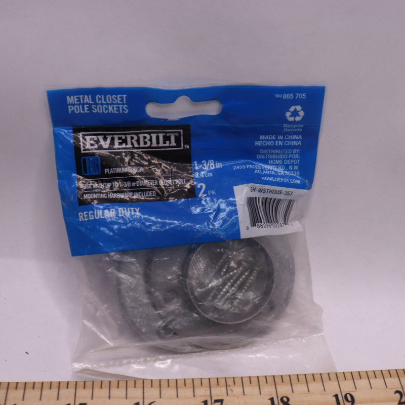 (2-Pk) Everbilt Platinum Pole Sockets Metal 1-3/8" EH-WSTHDUS-357