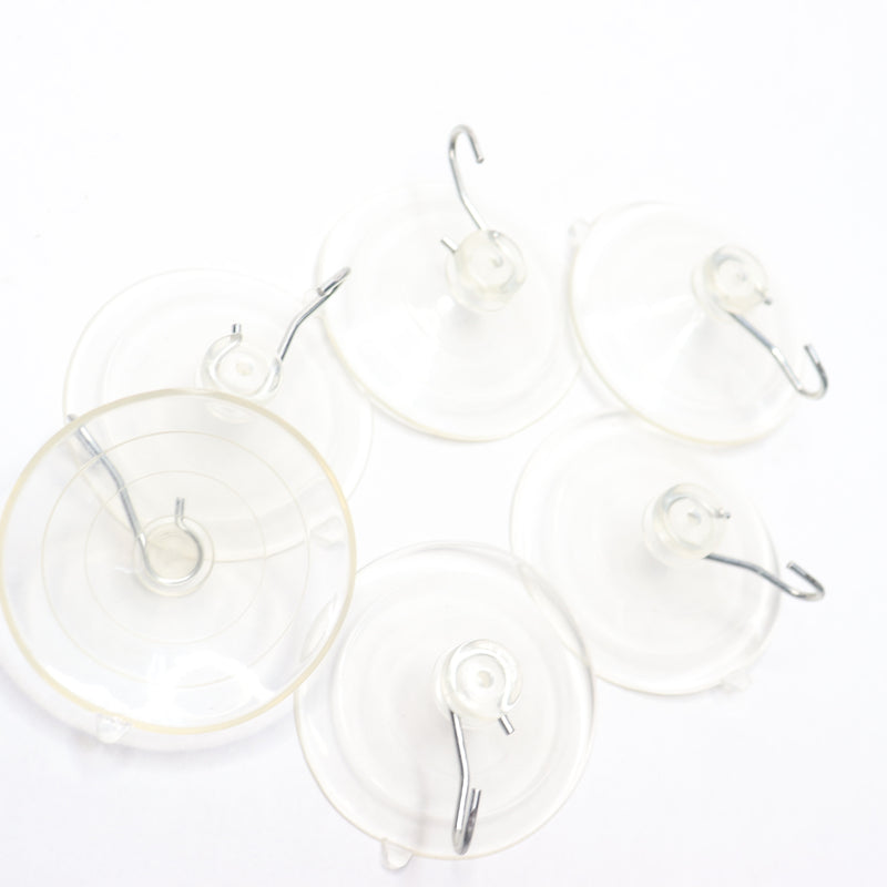 (6-Pk) All Purpose Ultra Strong Suction Cup Wall Hooks Hangers Metal Clear