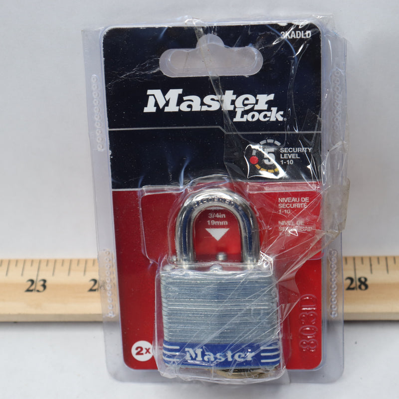 Master Lock 4-Pin Cylinder Padlock Laminated Steel With Keys 3KADLD