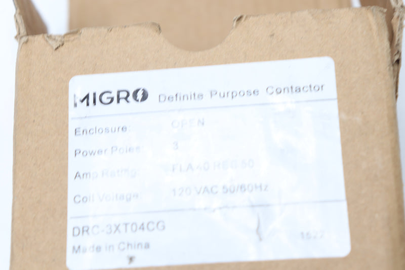 Migro Heavy Duty AC Contactor 3-Pole 40A 110/120 VAC Coil DRC-3XT04CG