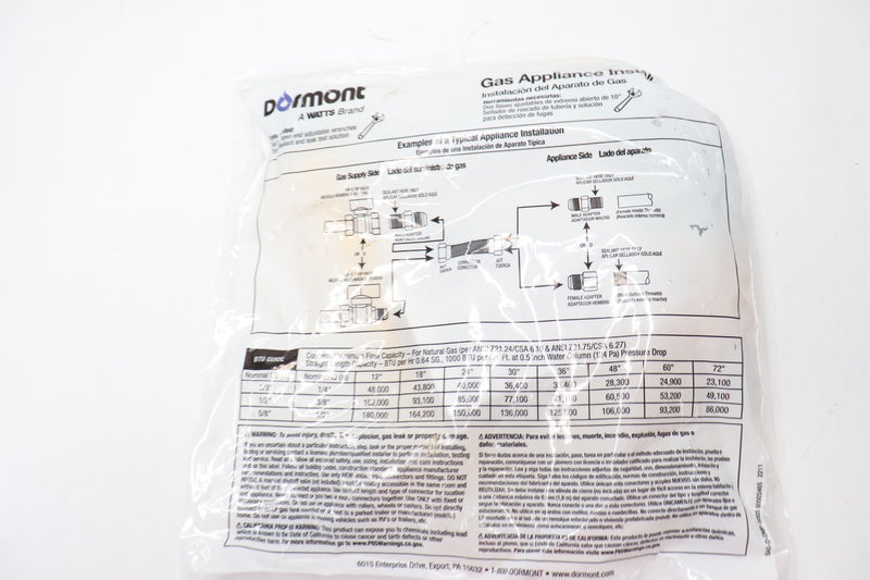 Dormont Safety-Shield Standard Gas Appliance Connector - Unopened