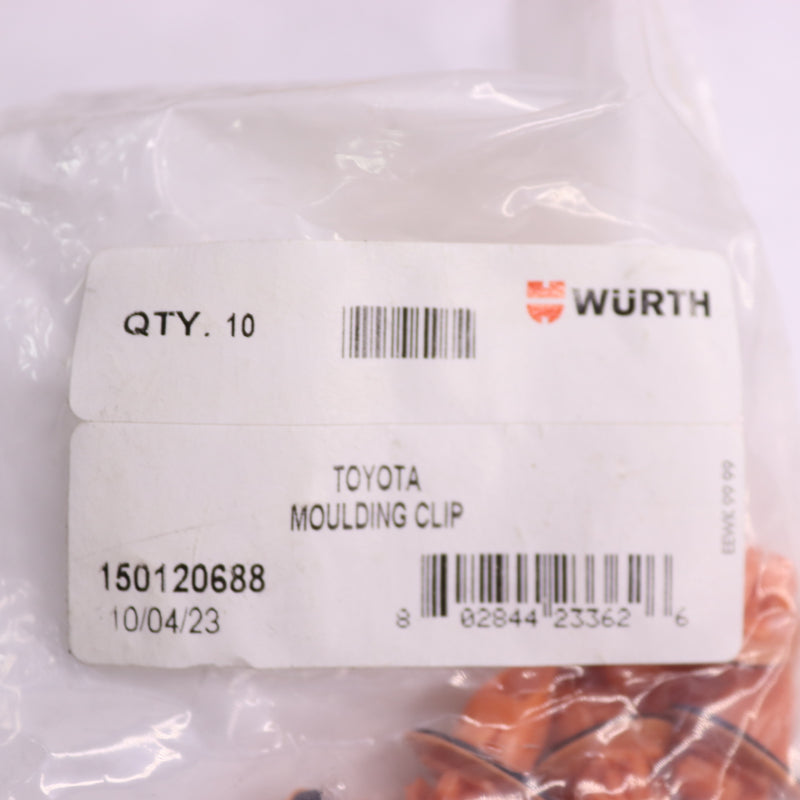 (10-Pk) Wurth Wheel Flare Moulding Clips Nylon Orange 17mm x 17mm 150120688