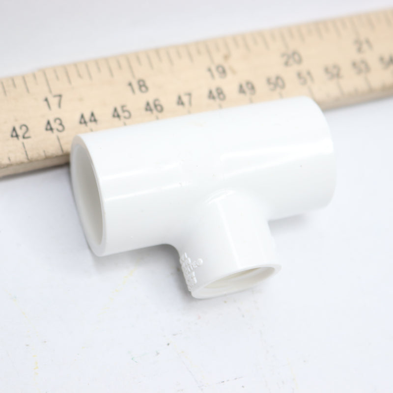 (10-Pk) Charlotte Tee Pipe Fitting PVC Schedule 40 3/4" x 3/4" x 1/2"