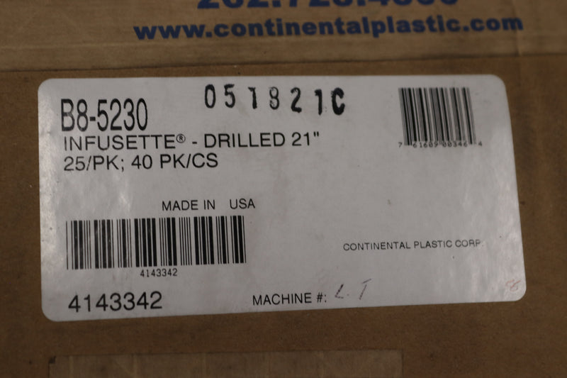 (1000-Pk) Continental Drilled Infusion Tube 21-In B8-5230