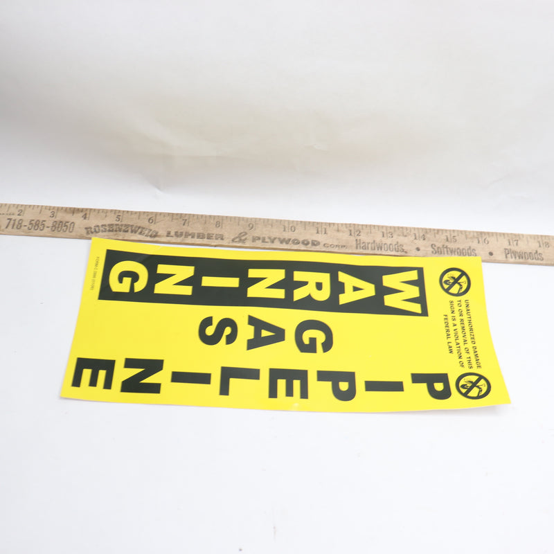 Warning Gas Pipeline Decals Post Yellow 11-1/2&quot; X 5&quot; FORM C 2886