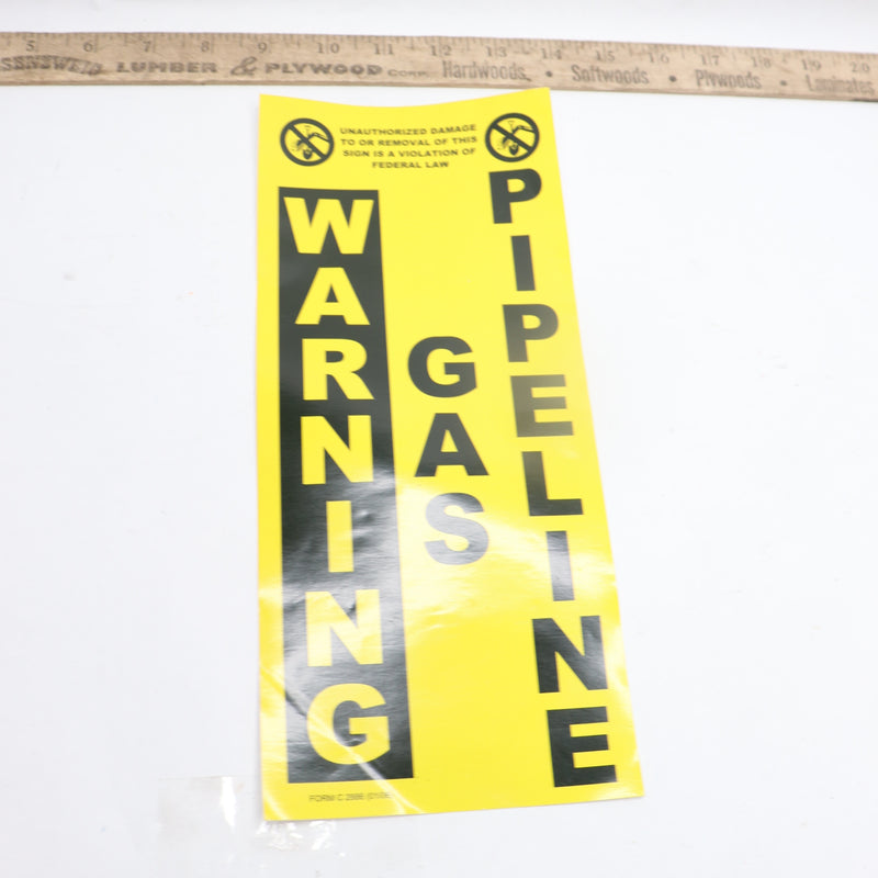 Warning Gas Pipeline Decals Post Yellow 11-1/2&quot; X 5&quot; FORM C 2886