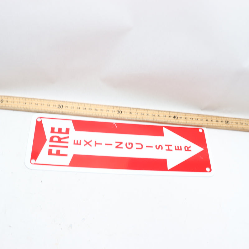 "Fire Extinguisher" Arrow Down Sign Aluminum 4" X 12"