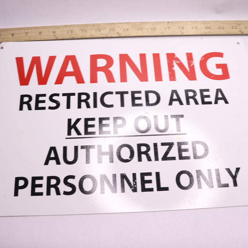"WARNING RESTRICTED AREA SIGN" Safety Sign 12"X18" CU-44084