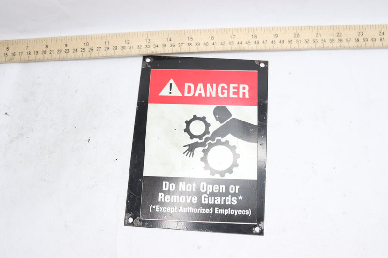 "Danger: Do Not Open or Remove Guards" Pinch Point Sign Steel 6" x 8"