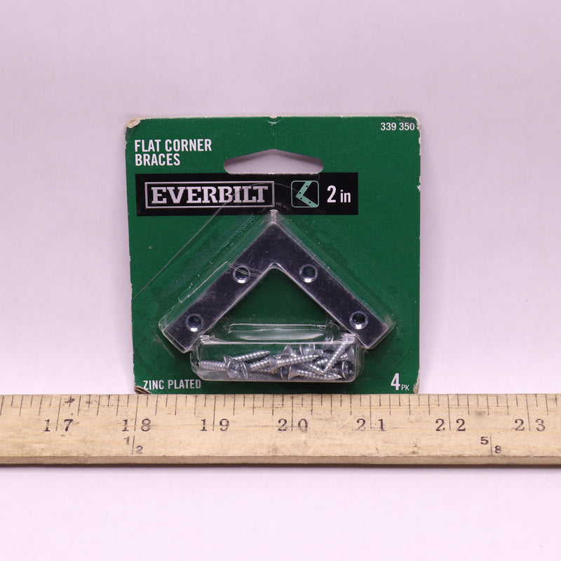 (4-Pk) Everbilt Flat Corner Braces Zinc Plated 2" 339350