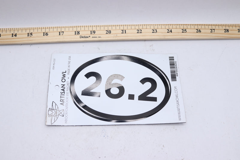 Artisan Owl 26.2 Full Marathon Oval Car Magnet White 4" x 6" MG-023