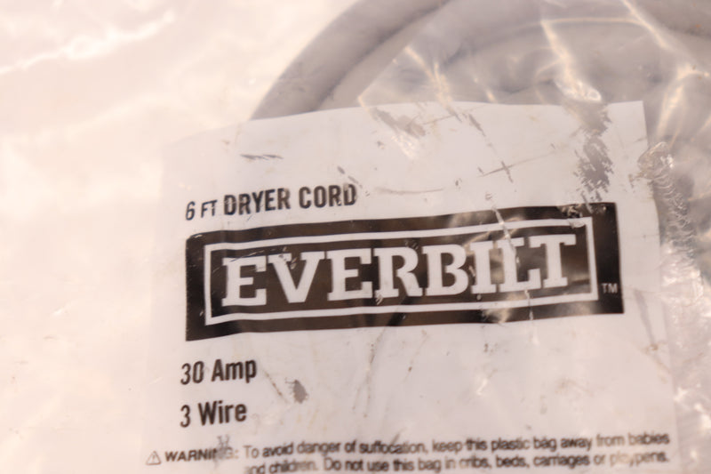 Everbilt Dryer Cord 3-Prong 30 Amp 6 Ft 61251HD