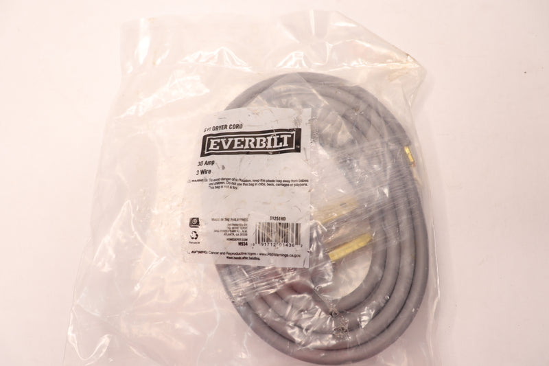 Everbilt Dryer Cord 3-Prong 30 Amp 6 Ft 61251HD