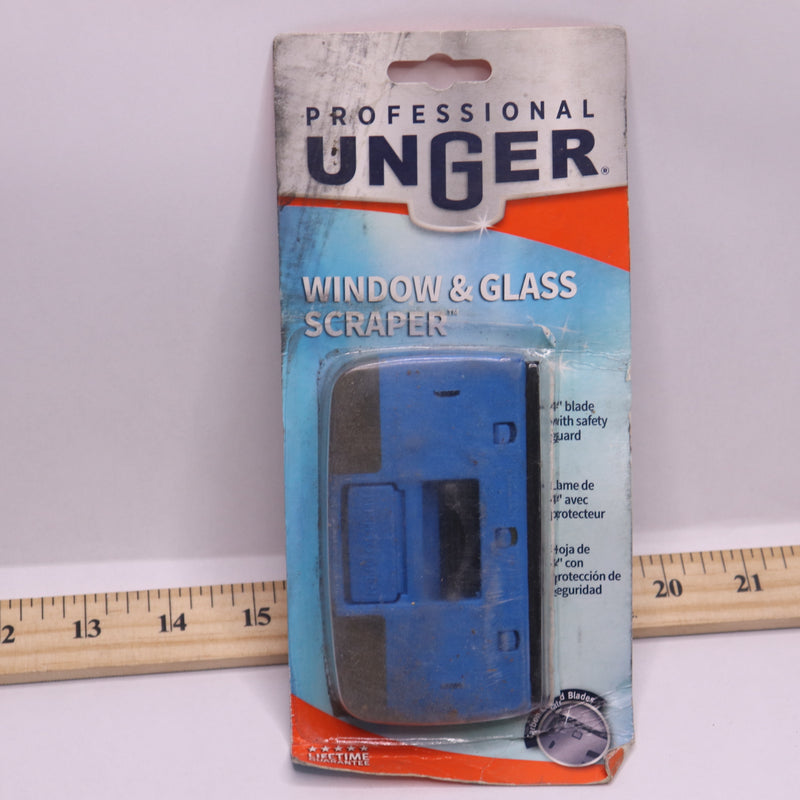 Unger Single-Edge Window Scraper Carbon Steel/Plastic Blue 4" 970260