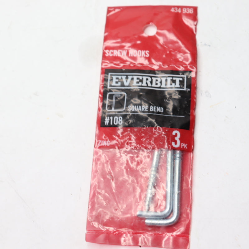 (3-Pk) Everbilt Square Bend Screw Hooks Zinc-Plated 817061