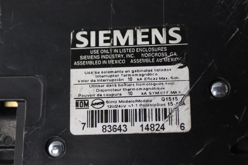 Siemens  Circuit Breakers Single Pole 15-Amp 120-Volt Q1515