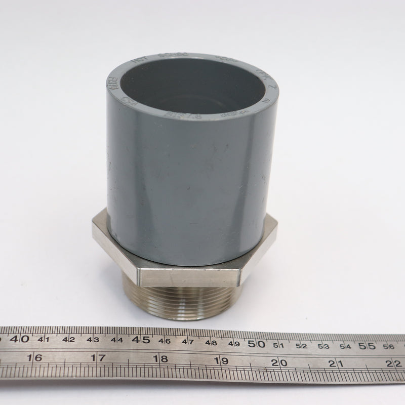 GF+ Adapter Schedule 80 PVC Pipe Fitting Gray 2" MNPT