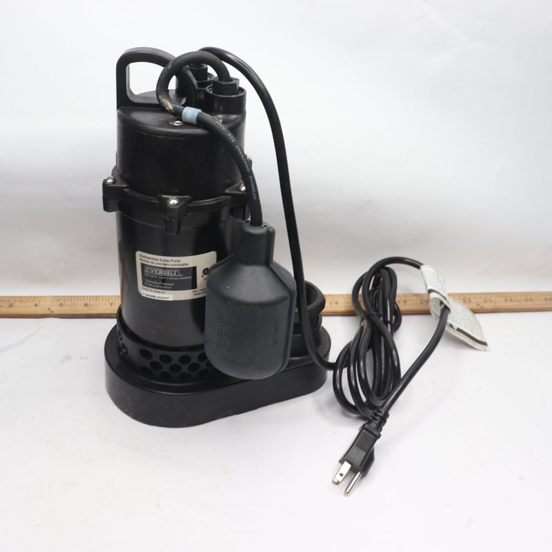 Everbilt Submersible Sump Pump 34 GPM 1/4 Horsepower With Tethered Switch -Used