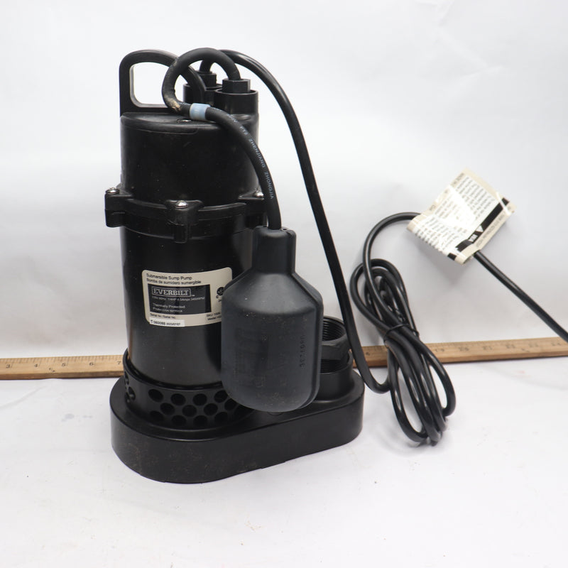 Everbilt Submersible Sump Pump 34 GPM 1/4 Horsepower With Tethered Switch -Used