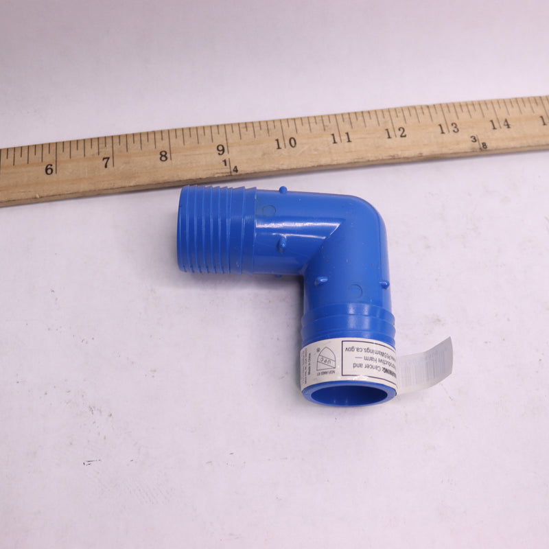 Blue Twisters Barb Insert Twister 90-Degree Elbow Fitting 1-1/4" ABTE114