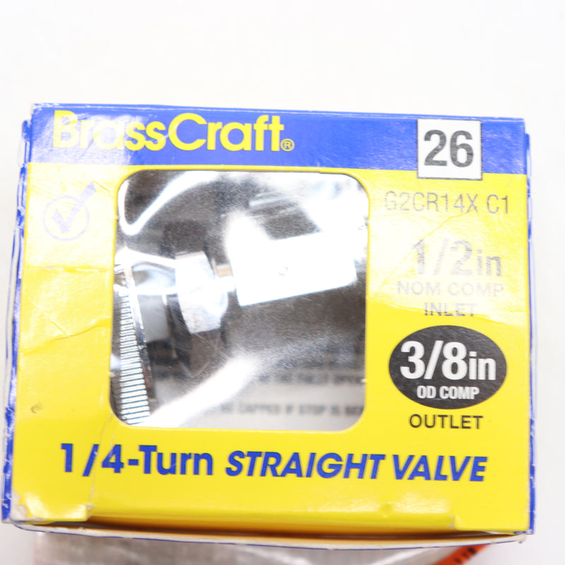 Brasscraft Shut-Off Valve Brass Chrome 3/8" OD G2CR14X C1