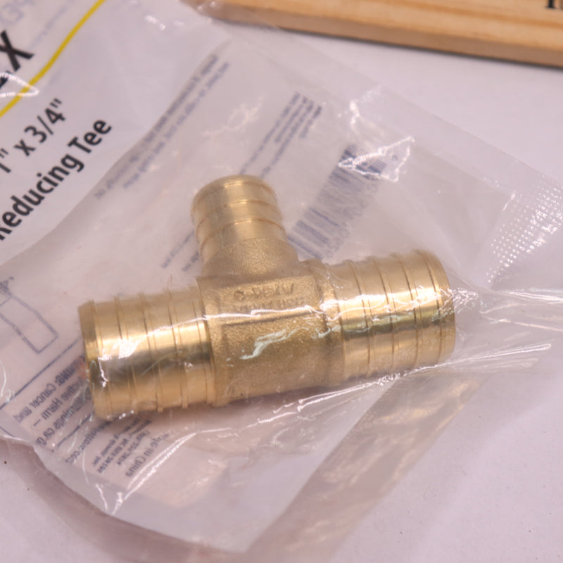 Apollo Pex Fitting Pex Tee Brass 1" x 1" x 3/4" APXT1134