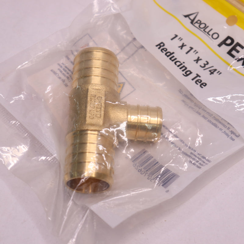 Apollo Pex Fitting Pex Tee Brass 1" x 1" x 3/4" APXT1134