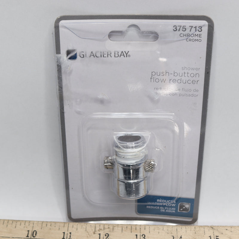 Glacier Bay Shower Head Push-Button Flow Reducer Chrome-Plated 375 713