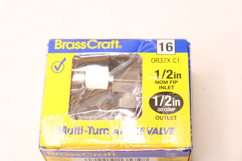 BrassCraft Outlet Multi-Turn Angle Valve 1/2" FIP x 1/2" OD Comp. OR37X C1