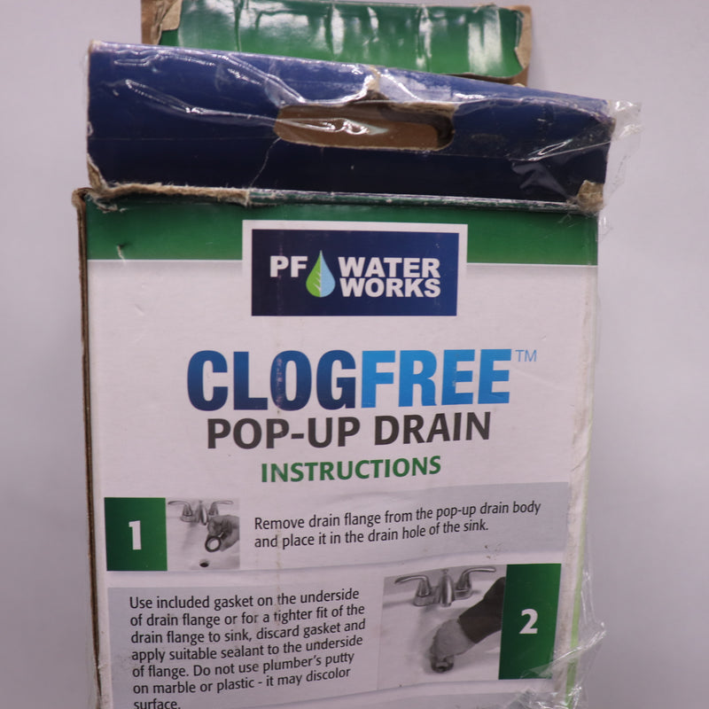 PF Waterworks Pop-Up Drain For Bathroom Sink Kit Chrome 1.25" Diameter