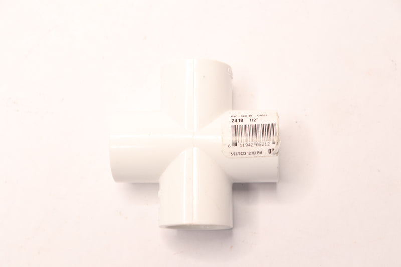 Charlotte Pipe Cross PVC White Sch 40 1/2" 2410