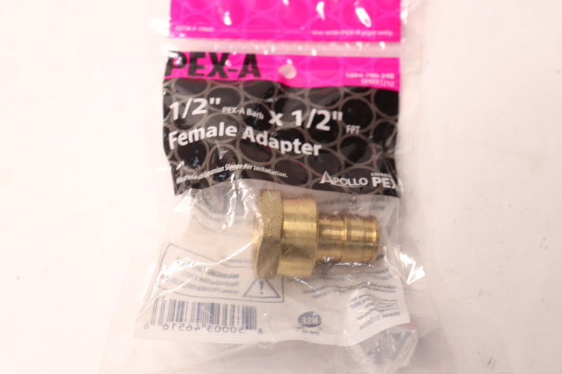 Apollo Pex Adapter Brass 1/2" PEX-A Barb x 1/2" FNPT Female EPXFA1212