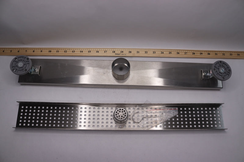 Designline Linear Shower Drain Square Grate Stainless Steel 24" DLS2240R2