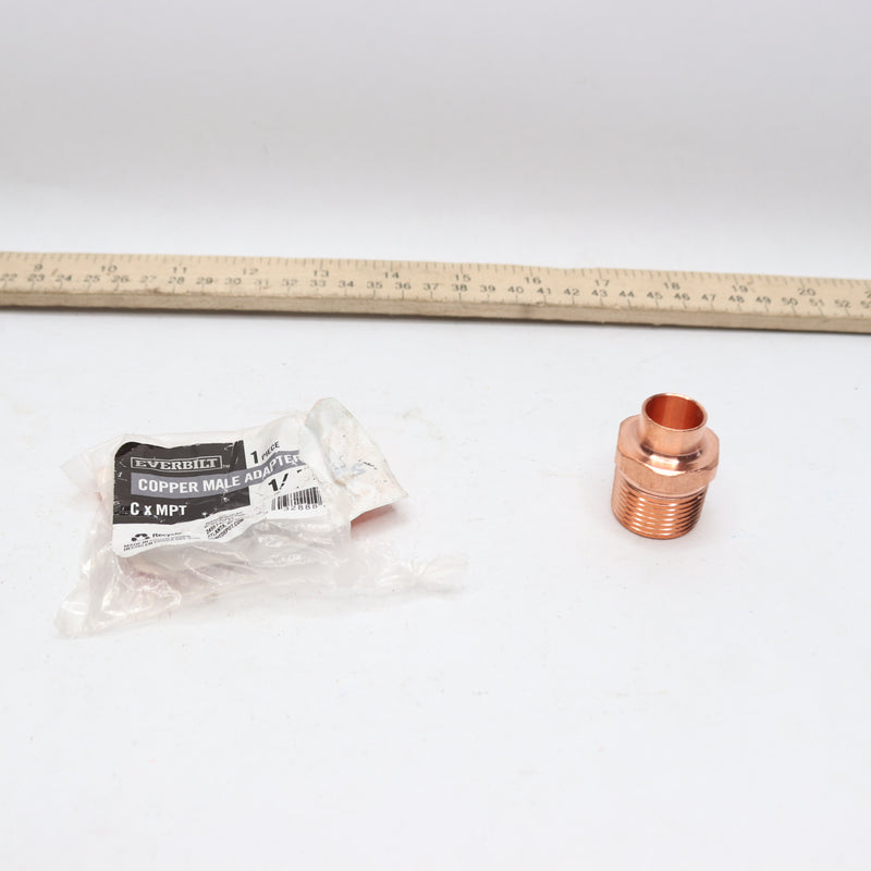 Everbilt Male Adapter Fitting 1/2" x 3/4" Copper Pressure Cup x MIP 501719