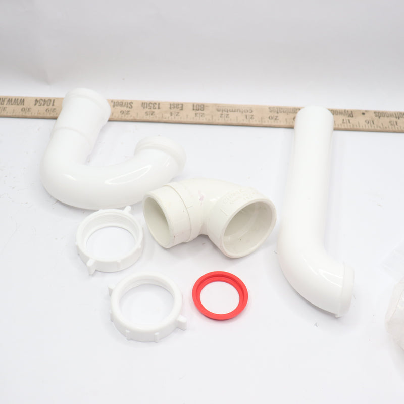 (6-Pk) Oatey Sink Drain P-Trap with Reversible J-Bend Plastic White 1-1/2"