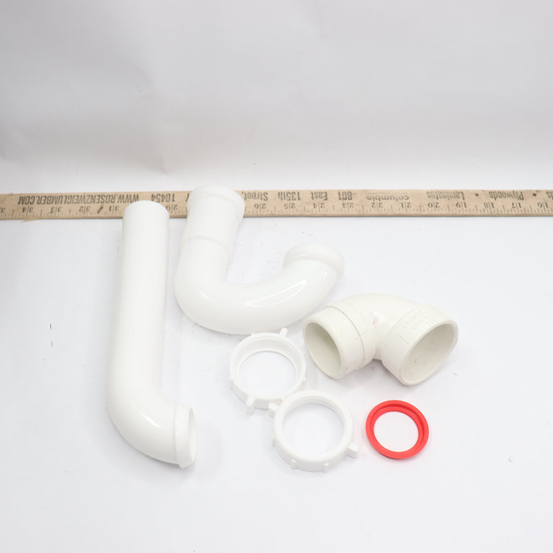 (6-Pk) Oatey Sink Drain P-Trap with Reversible J-Bend Plastic White 1-1/2"