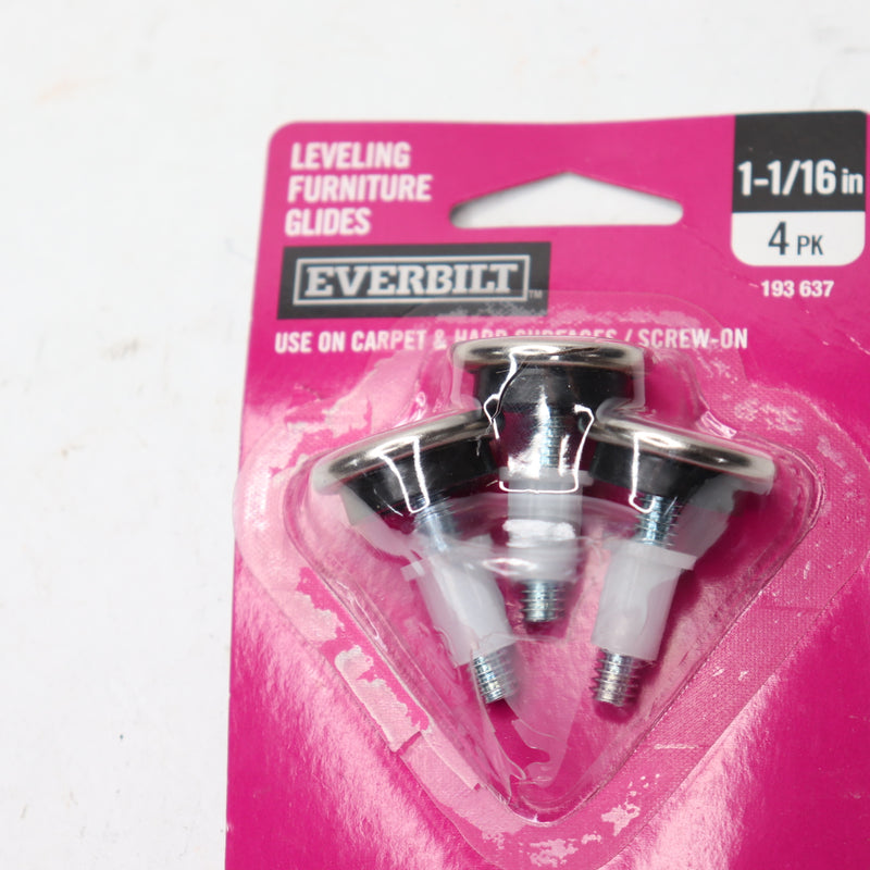 (3-Pk) Everbilt Round Threaded Stem Leveling Furniture Glides 1-1/16" 193 637