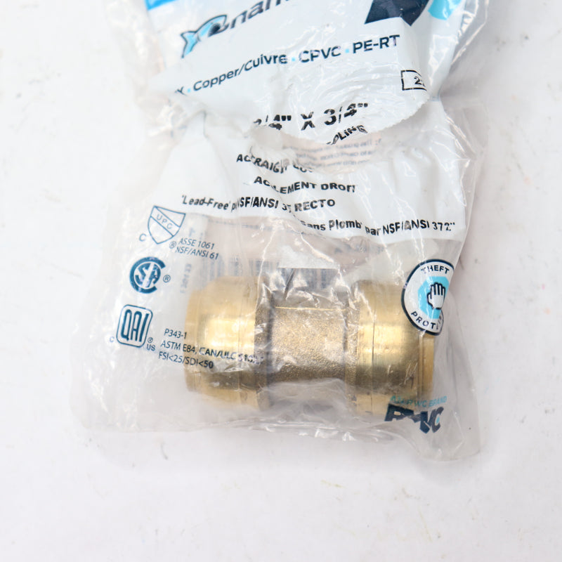 (1-Pk) SharkBite Push To Connect Plumbing Fitting Brass 3/4" U016LF