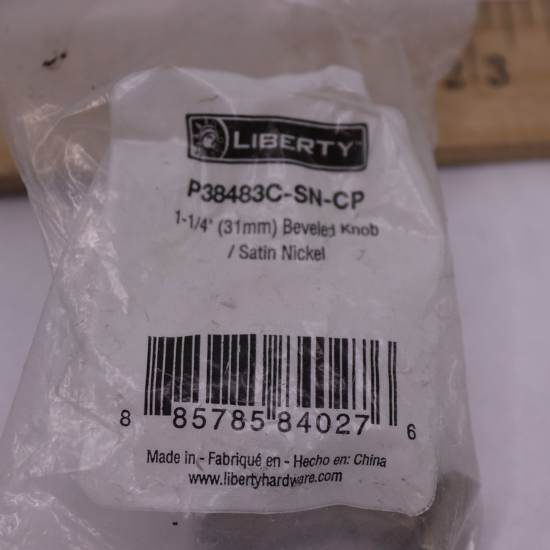 Liberty Beveled Cabinet Knob Satin Nickel 1-1/4" 32 MM - No Hardware