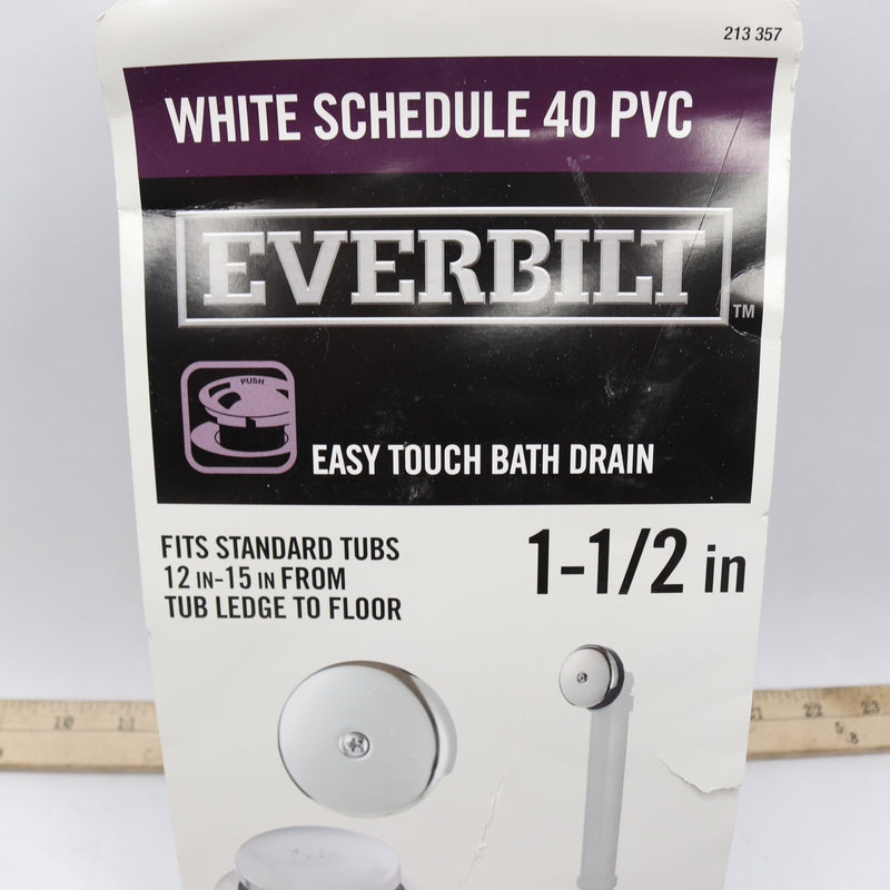 Everbilt Bath Waste & Overflow Drain PVC White Schedule 40 1-1/2" 213 357