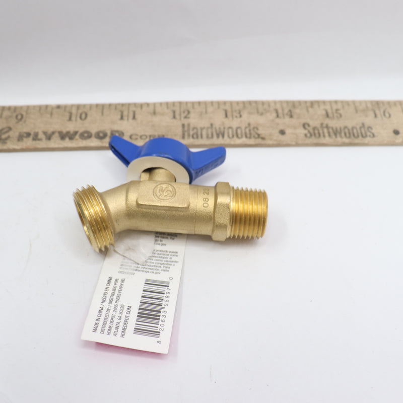 Everbilt No-Kink Hose Bibb Valve Brass 1/4 Turn MPT x MHT 1/2" 246 374