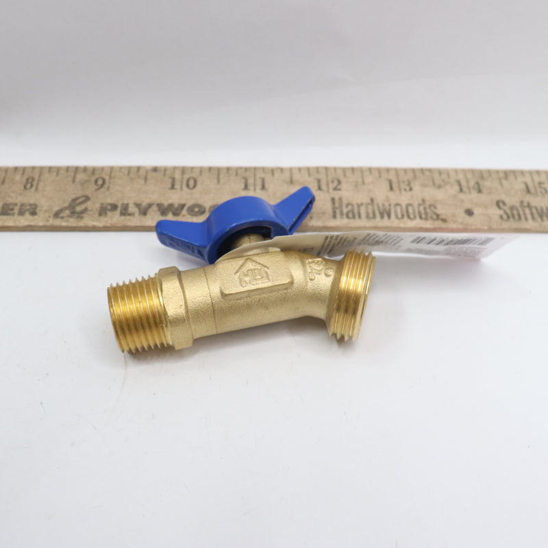 Everbilt No-Kink Hose Bibb Valve Brass 1/4 Turn MPT x MHT 1/2" 246 374