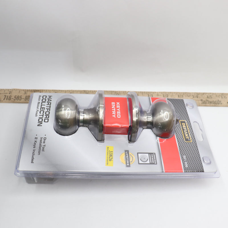 Entry Doorknob Cylinder Satin Nickel Finish 2.83"H x 2.83"W x 2.125" Dia 881 996