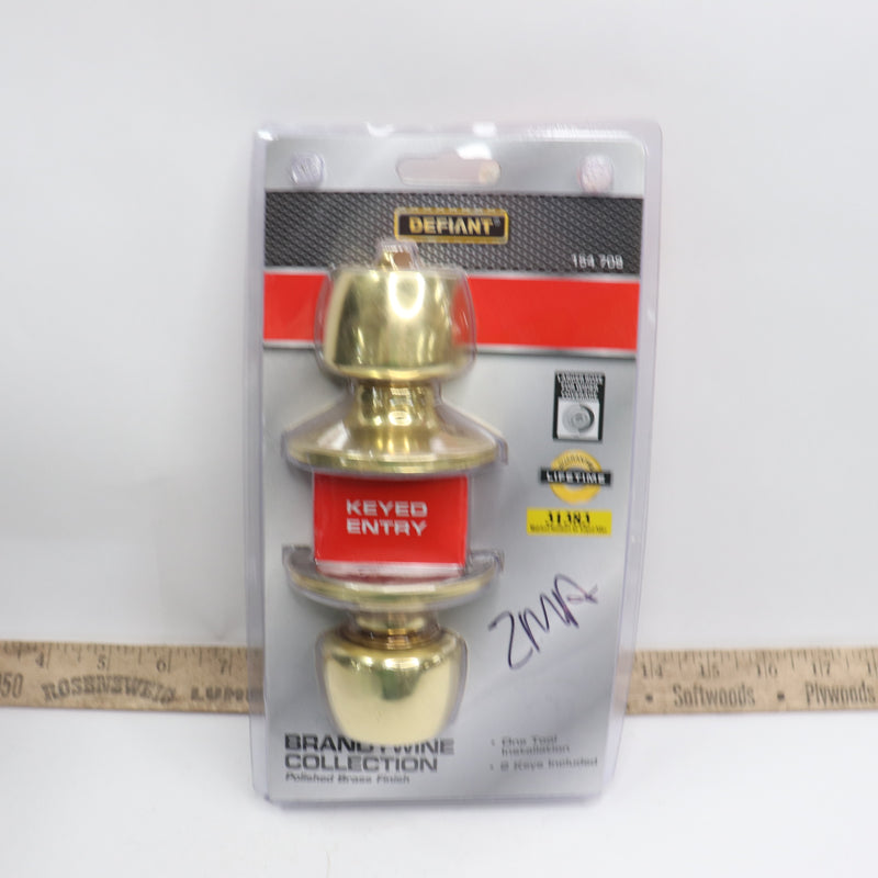 Defiant Brandywine Keyed Entry Door Knob Polished Brass 154709