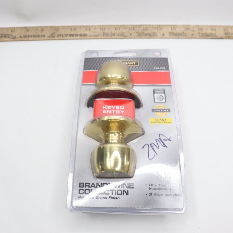 Defiant Brandywine Keyed Entry Door Knob Polished Brass 154709