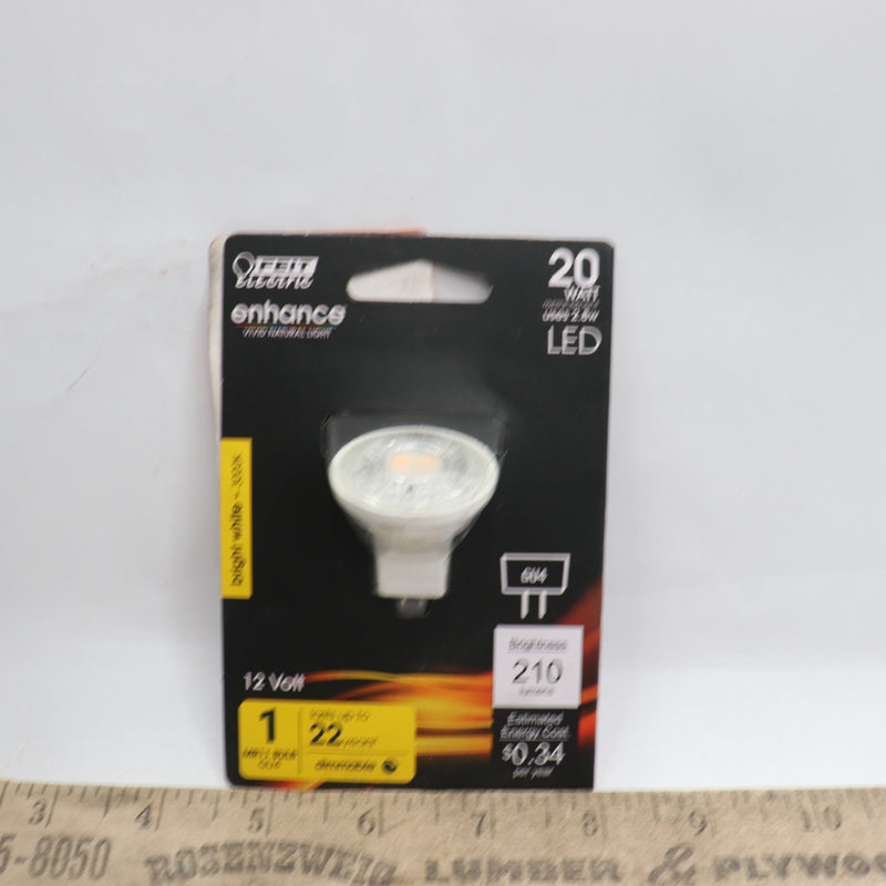 Feit LED Flood Light Bulb Bi-Pin Base Dimmable Bright White 12V/20W Equivalent