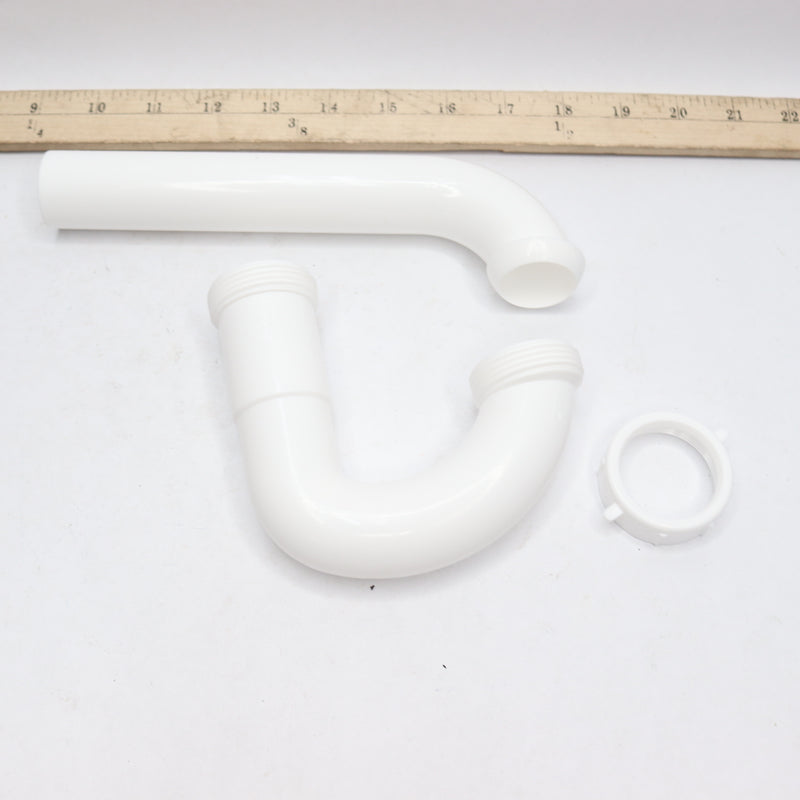 Oatey Sink Drain P-Trap w/Reversible J-Bend White - Missing 1 Nut and 1 Washer
