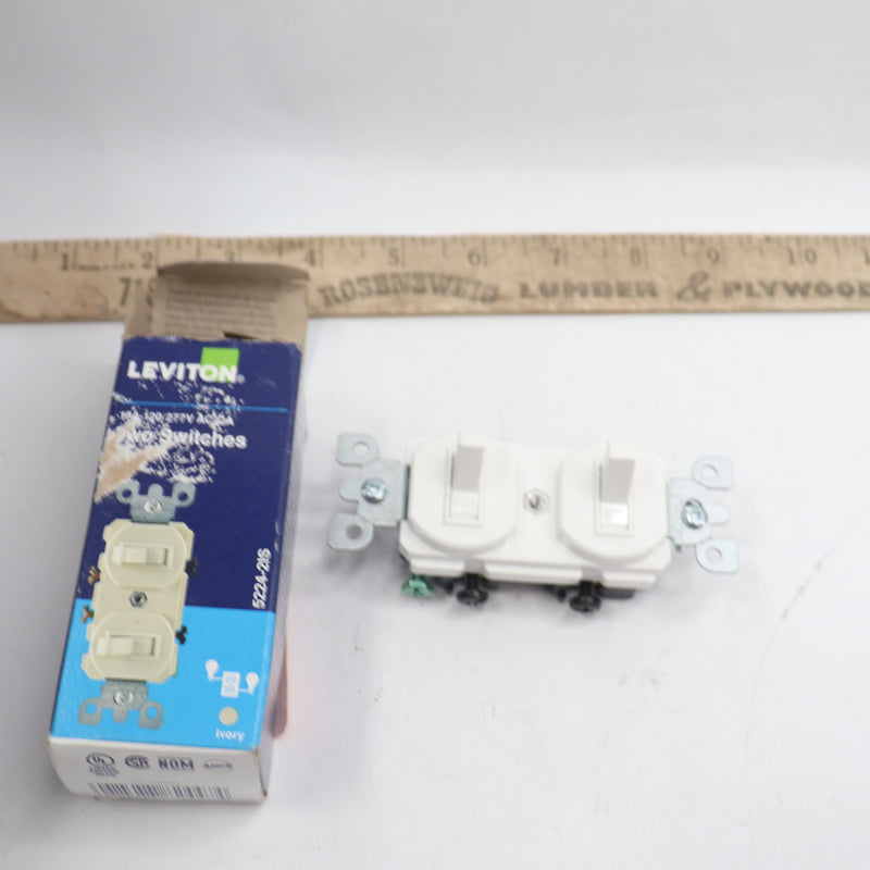 Leviton Combination Toggle Switch White 15amp 1-Pole 120/277V S01-5224-2IS