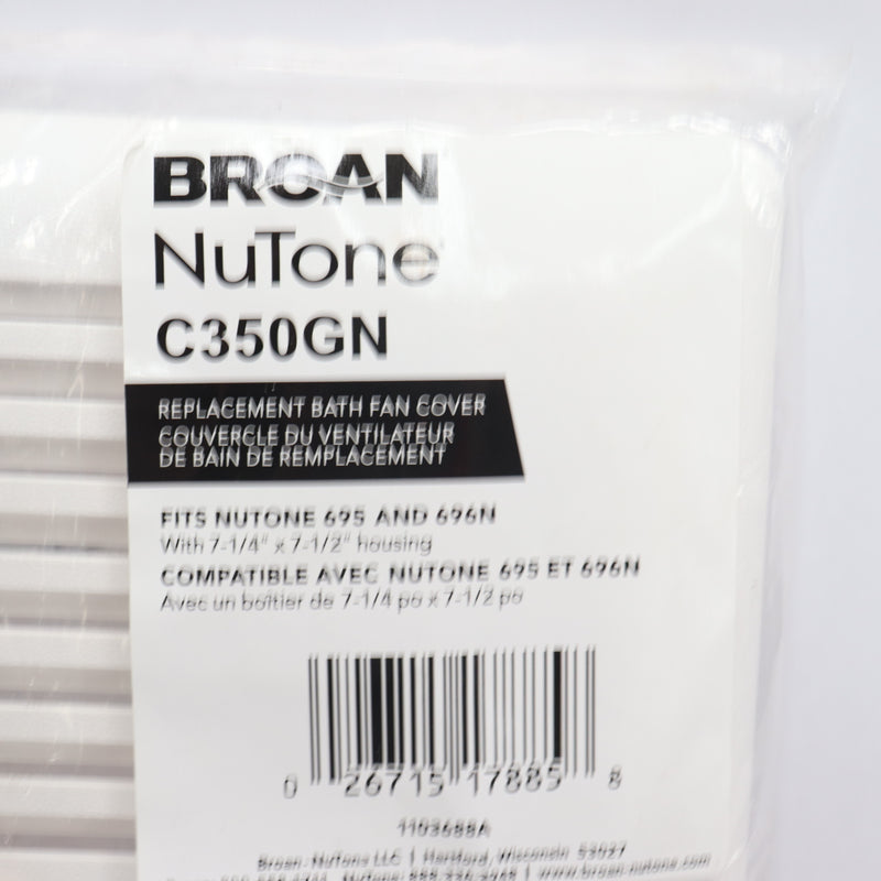 Broan Bathroom Exhaust Fan Grille for 695 & 696N White 8.75"H x 7.25"W C350GN